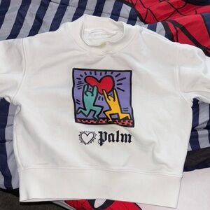 Palm Angels White Kids Sweater with Colorful Graphic